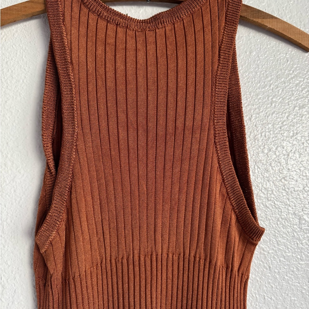 Free People Bodycon Knit Midi Dress in Rust Size Small Festival Summer Bohemian - Picture 4 of 14